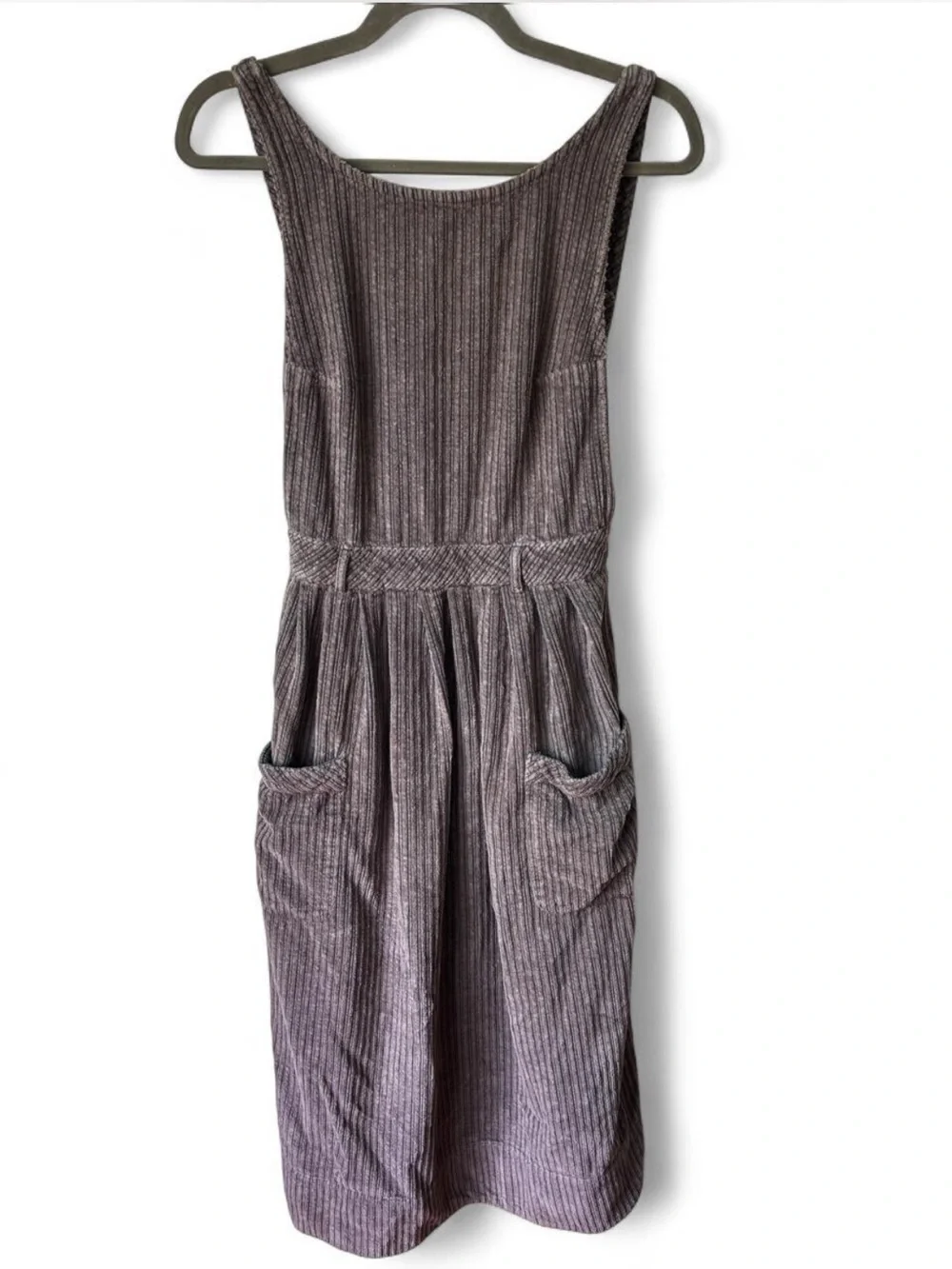 Free People The Other Side gray corduroy stripe midi dress size 4 fits S/M